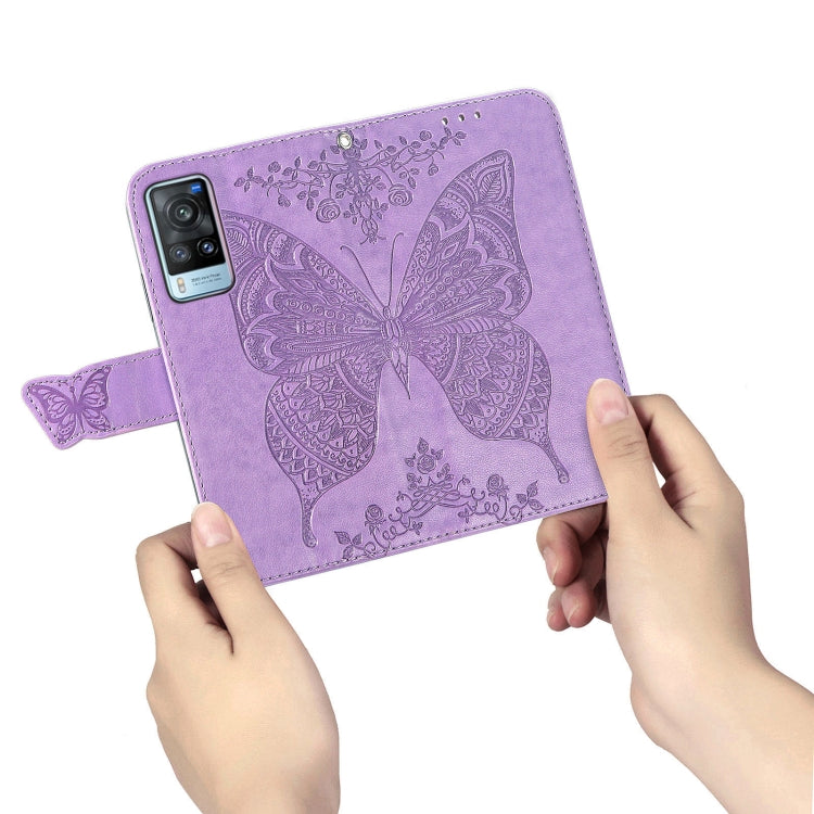 For vivo X60 Butterfly Love Flowers Embossed Horizontal Flip Leather Case with Holder & Card Slots & Wallet & Lanyard
