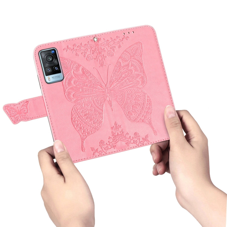 For vivo X60 Butterfly Love Flowers Embossed Horizontal Flip Leather Case with Holder & Card Slots & Wallet & Lanyard