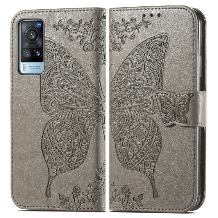 For vivo X60 Butterfly Love Flowers Embossed Horizontal Flip Leather Case with Holder & Card Slots & Wallet & Lanyard