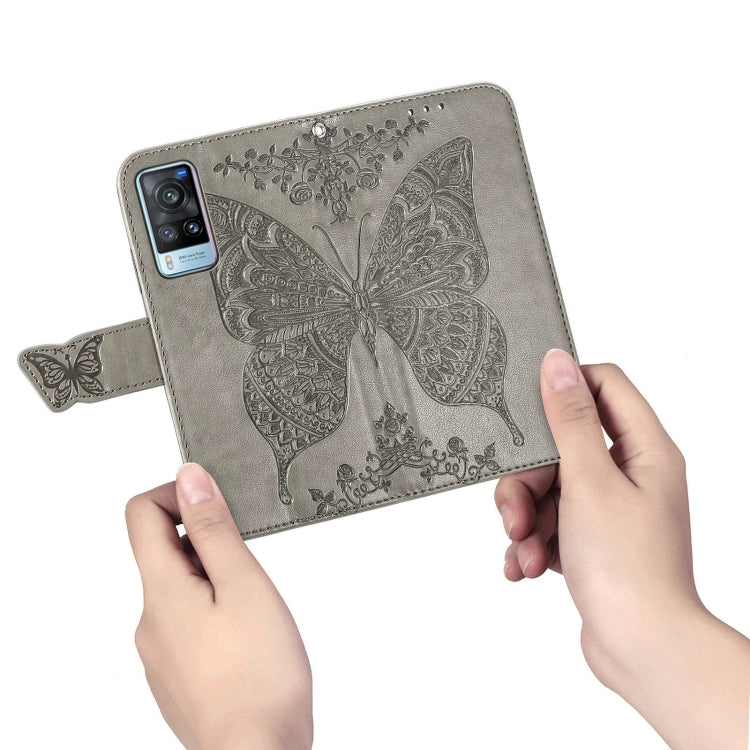 For vivo X60 Butterfly Love Flowers Embossed Horizontal Flip Leather Case with Holder & Card Slots & Wallet & Lanyard