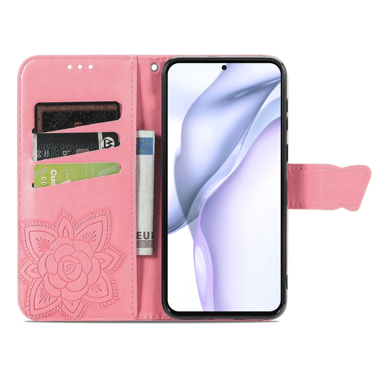 For Huawei  P50 Pro Butterfly Love Flowers Embossed Horizontal Flip Leather Case with Holder & Card Slots & Wallet & Lanyard