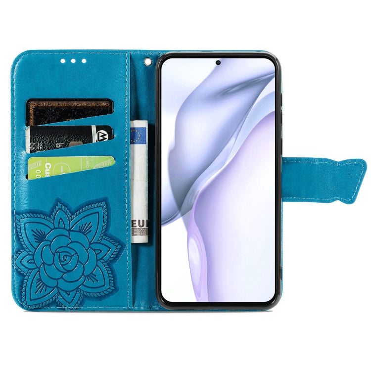 For Huawei  P50 Butterfly Love Flowers Embossed Horizontal Flip Leather Case with Holder & Card Slots & Wallet & Lanyard