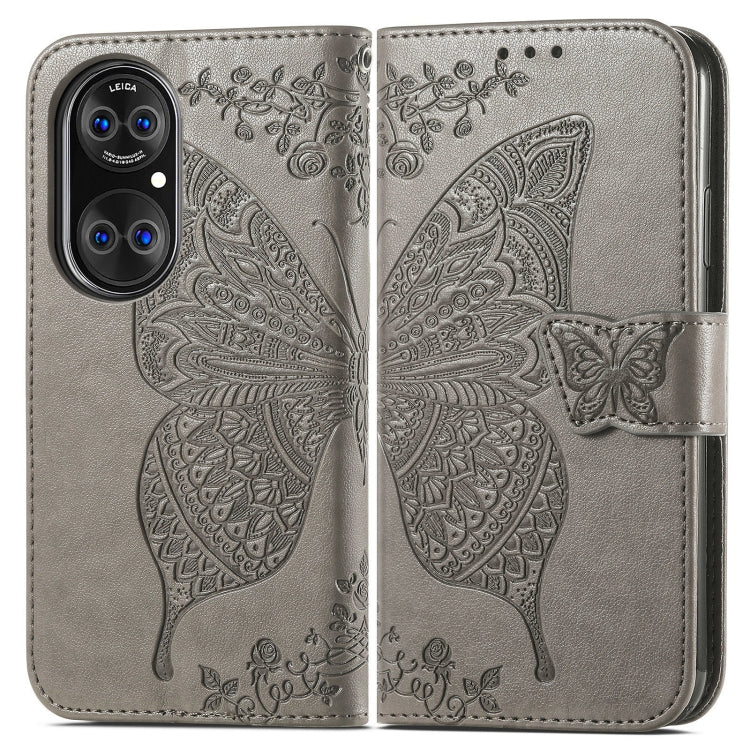 For Huawei  P50 Butterfly Love Flowers Embossed Horizontal Flip Leather Case with Holder & Card Slots & Wallet & Lanyard