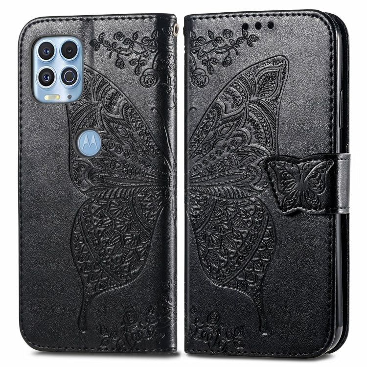 For Motorola Edge S Butterfly Love Flowers Embossed Horizontal Flip Leather Case with Holder & Card Slots & Wallet & Lanyard