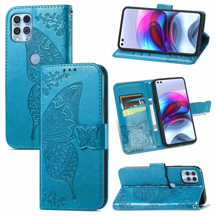 For Motorola Edge S Butterfly Love Flowers Embossed Horizontal Flip Leather Case with Holder & Card Slots & Wallet & Lanyard