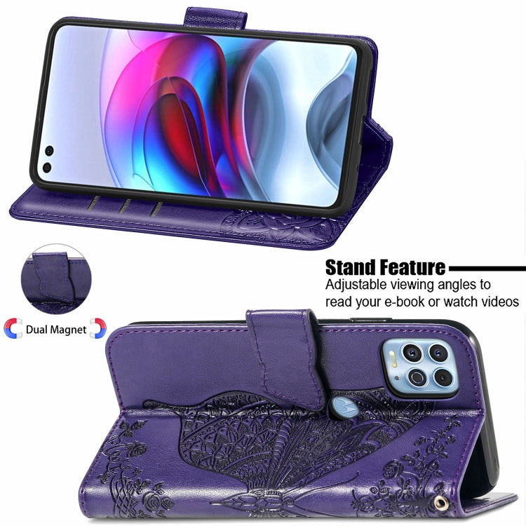 For Motorola Edge S Butterfly Love Flowers Embossed Horizontal Flip Leather Case with Holder & Card Slots & Wallet & Lanyard