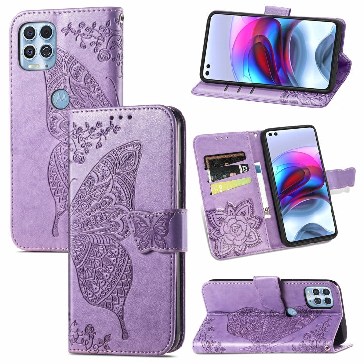For Motorola Edge S Butterfly Love Flowers Embossed Horizontal Flip Leather Case with Holder & Card Slots & Wallet & Lanyard