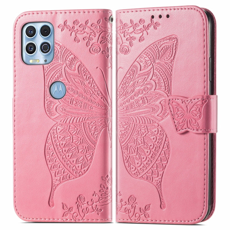For Motorola Edge S Butterfly Love Flowers Embossed Horizontal Flip Leather Case with Holder & Card Slots & Wallet & Lanyard