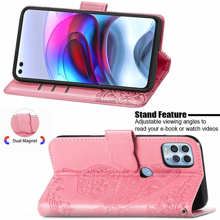 For Motorola Edge S Butterfly Love Flowers Embossed Horizontal Flip Leather Case with Holder & Card Slots & Wallet & Lanyard
