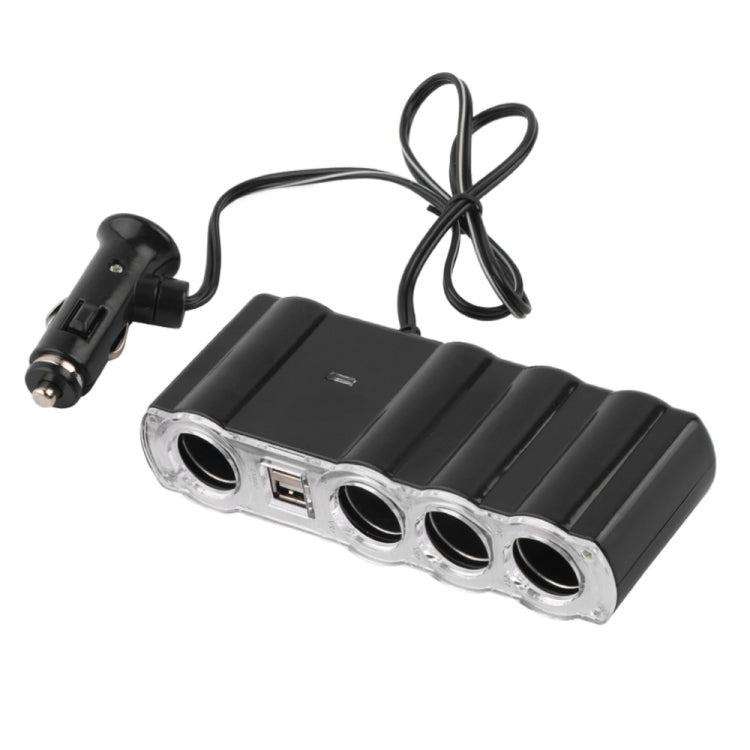12V-24V 4 Way Car Charger Vehicle Splitter Cigarette Lighter Socket & Dual USB Ports Socket Adapter