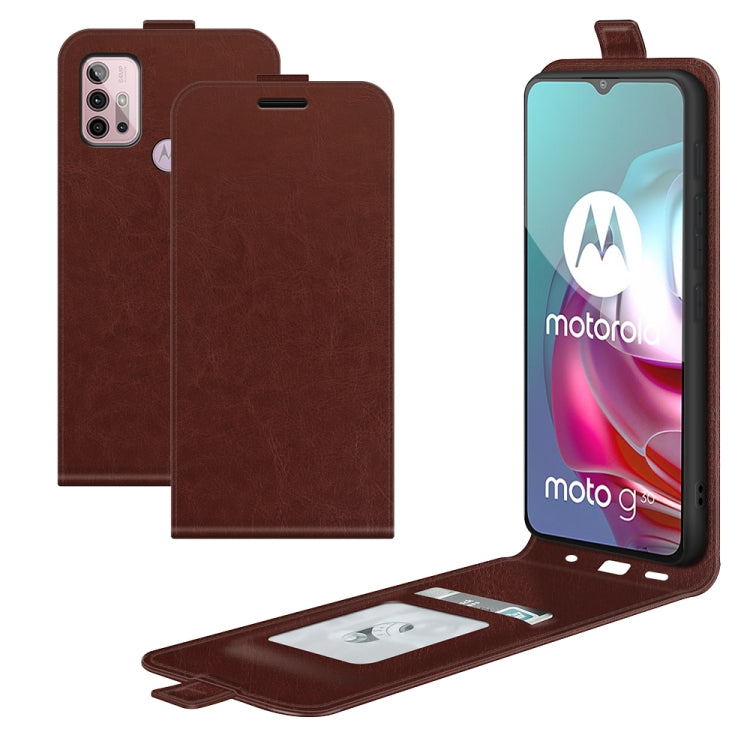 For Motorola Moto G30/G10 R64 Texture Single Vertical Flip Leather Protective Case with Card Slots & Photo Frame