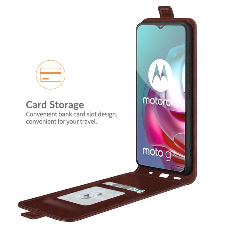 For Motorola Moto G30/G10 R64 Texture Single Vertical Flip Leather Protective Case with Card Slots & Photo Frame