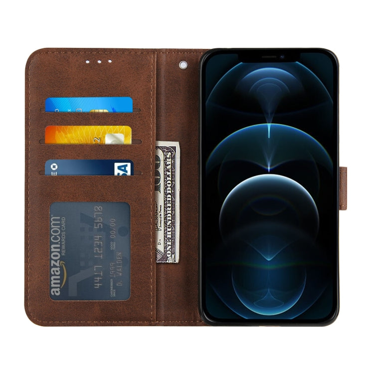 For iPhone 12 Pro Max Stitching Calf Texture Buckle Horizontal Flip Leather Case with Holder & Card Slots & Wallet & Lanyard