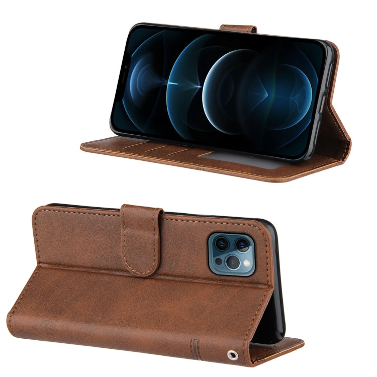 For iPhone 12 Pro Max Stitching Calf Texture Buckle Horizontal Flip Leather Case with Holder & Card Slots & Wallet & Lanyard