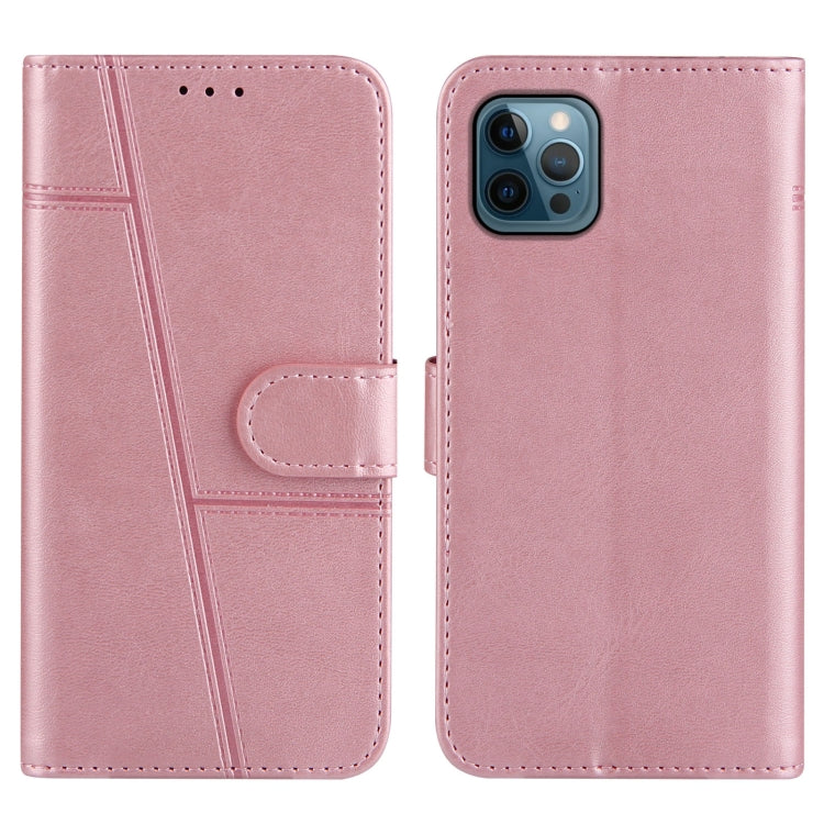 For iPhone 12 Pro Max Stitching Calf Texture Buckle Horizontal Flip Leather Case with Holder & Card Slots & Wallet & Lanyard