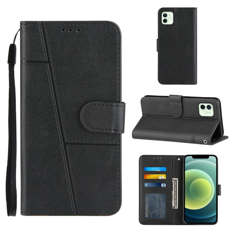For iPhone 12 mini Stitching Calf Texture Buckle Horizontal Flip Leather Case with Holder & Card Slots & Wallet & Lanyard