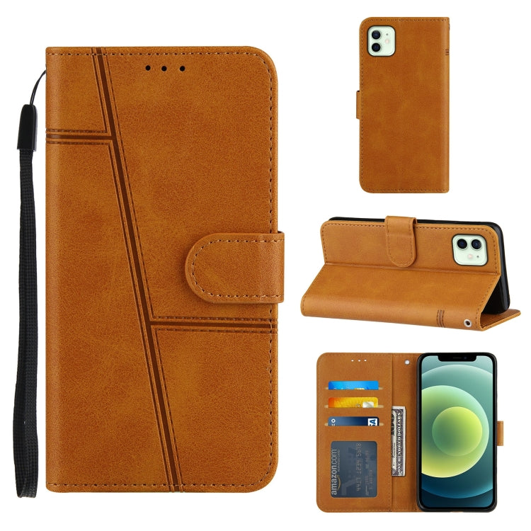For iPhone 12 mini Stitching Calf Texture Buckle Horizontal Flip Leather Case with Holder & Card Slots & Wallet & Lanyard