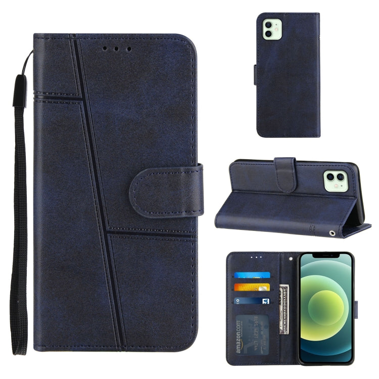 For iPhone 12 mini Stitching Calf Texture Buckle Horizontal Flip Leather Case with Holder & Card Slots & Wallet & Lanyard