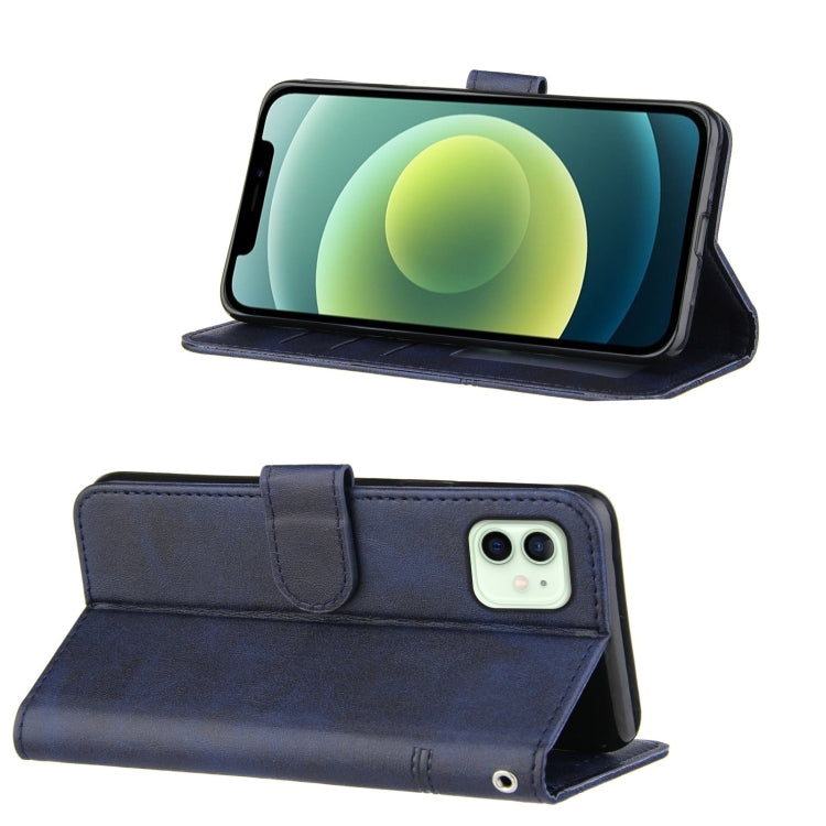 For iPhone 12 mini Stitching Calf Texture Buckle Horizontal Flip Leather Case with Holder & Card Slots & Wallet & Lanyard