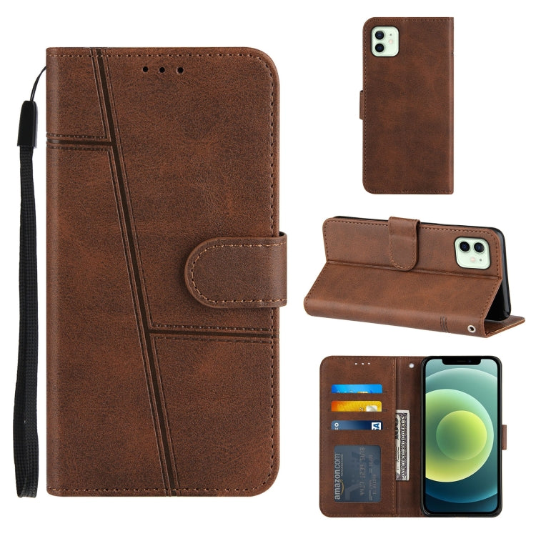 For iPhone 12 / 12 Pro Stitching Calf Texture Buckle Horizontal Flip Leather Case with Holder & Card Slots & Wallet & Lanyard