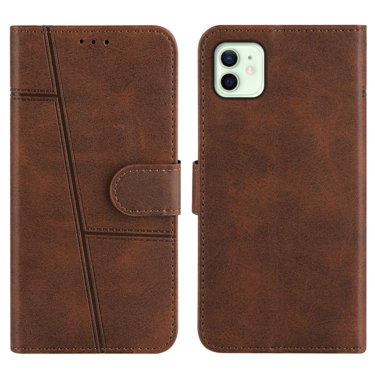 For iPhone 12 / 12 Pro Stitching Calf Texture Buckle Horizontal Flip Leather Case with Holder & Card Slots & Wallet & Lanyard