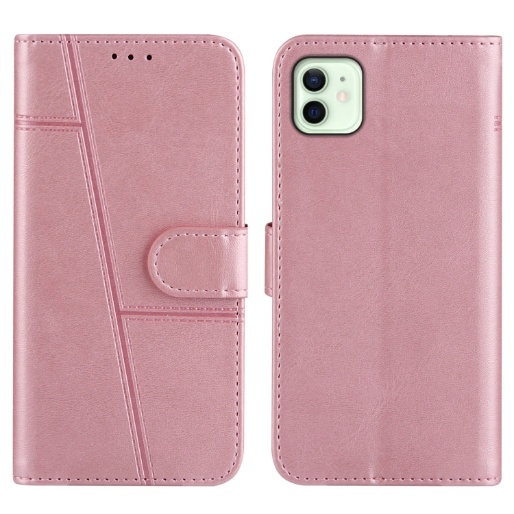 For iPhone 12 / 12 Pro Stitching Calf Texture Buckle Horizontal Flip Leather Case with Holder & Card Slots & Wallet & Lanyard