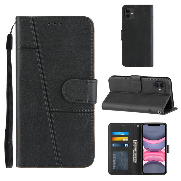 For iPhone 11 Stitching Calf Texture Buckle Horizontal Flip Leather Case with Holder & Card Slots & Wallet & Lanyard