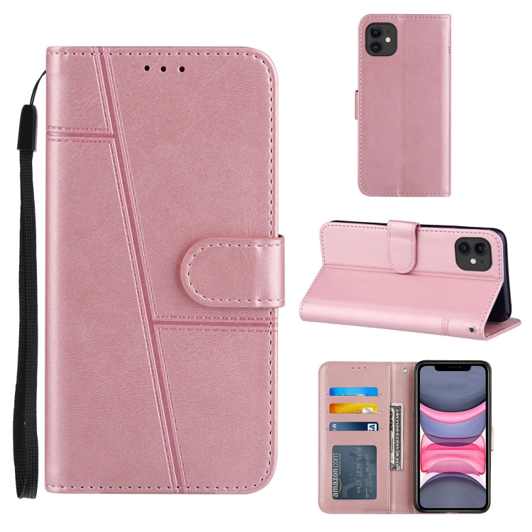 For iPhone 11 Stitching Calf Texture Buckle Horizontal Flip Leather Case with Holder & Card Slots & Wallet & Lanyard