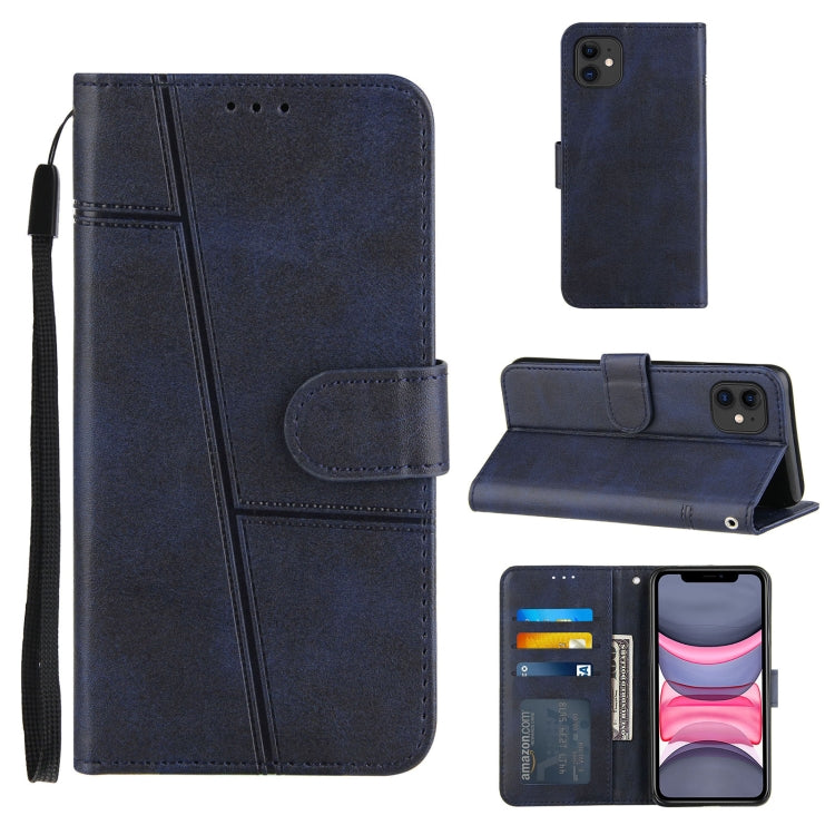 For iPhone 11 Stitching Calf Texture Buckle Horizontal Flip Leather Case with Holder & Card Slots & Wallet & Lanyard