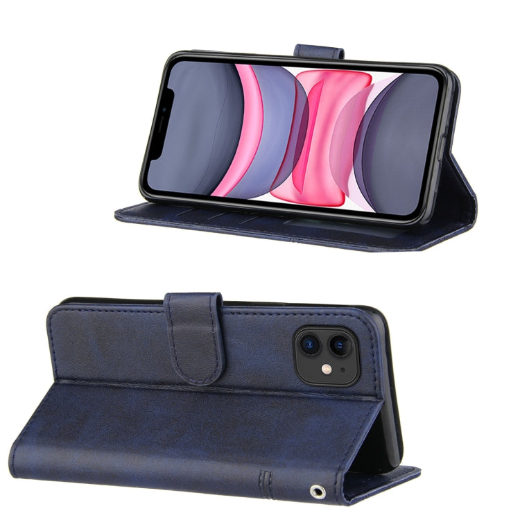 For iPhone 11 Stitching Calf Texture Buckle Horizontal Flip Leather Case with Holder & Card Slots & Wallet & Lanyard