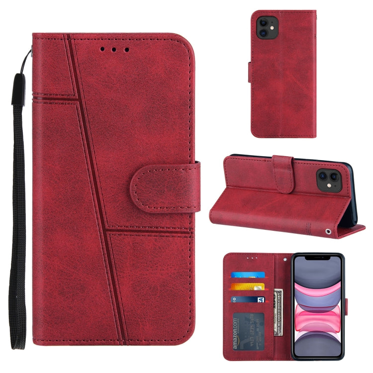 For iPhone 11 Stitching Calf Texture Buckle Horizontal Flip Leather Case with Holder & Card Slots & Wallet & Lanyard