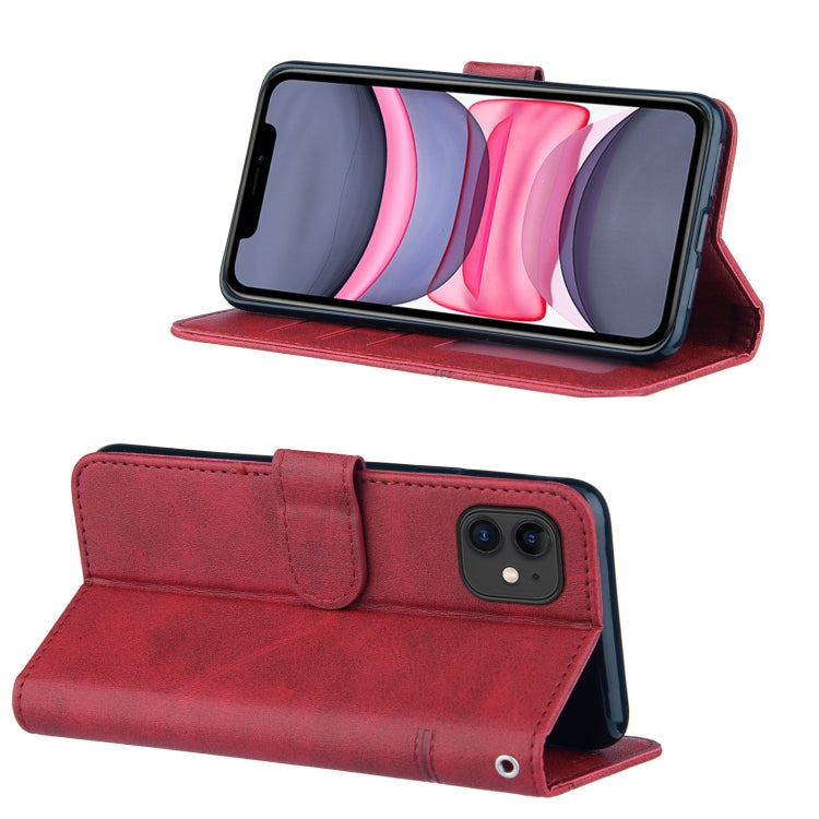 For iPhone 11 Stitching Calf Texture Buckle Horizontal Flip Leather Case with Holder & Card Slots & Wallet & Lanyard