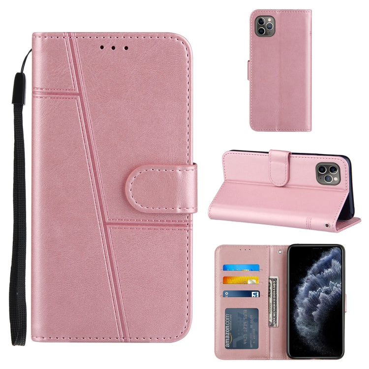For iPhone 11 Pro Max Stitching Calf Texture Buckle Horizontal Flip Leather Case with Holder & Card Slots & Wallet & Lanyard