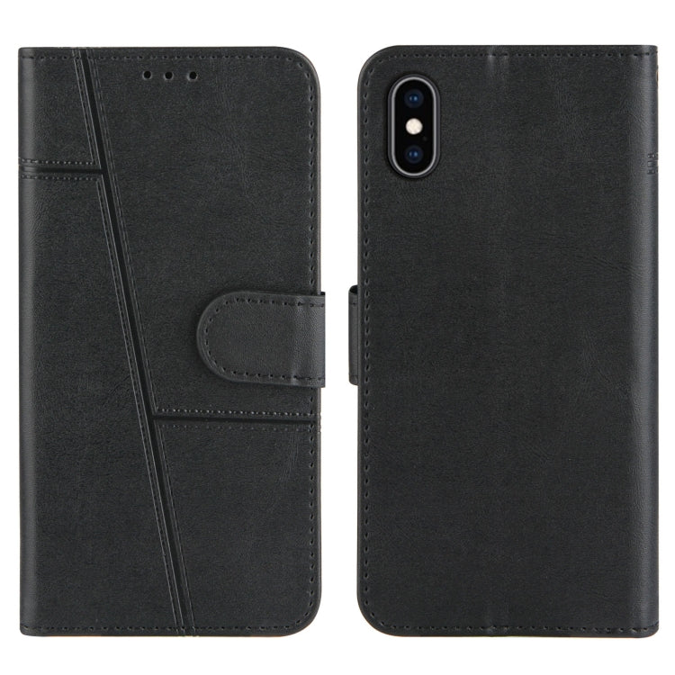 For iPhone XS Max Stitching Calf Texture Buckle Horizontal Flip Leather Case with Holder & Card Slots & Wallet & Lanyard