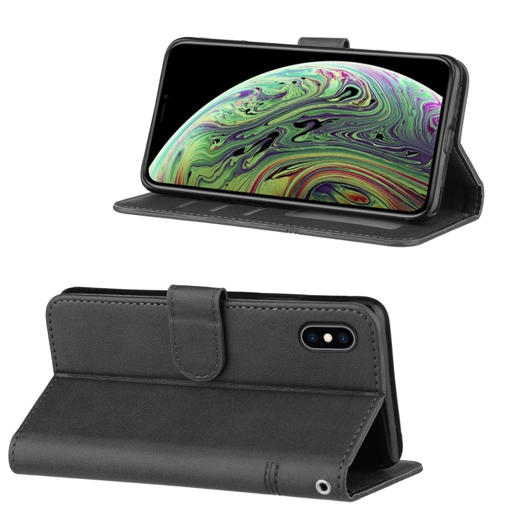 For iPhone XS Max Stitching Calf Texture Buckle Horizontal Flip Leather Case with Holder & Card Slots & Wallet & Lanyard