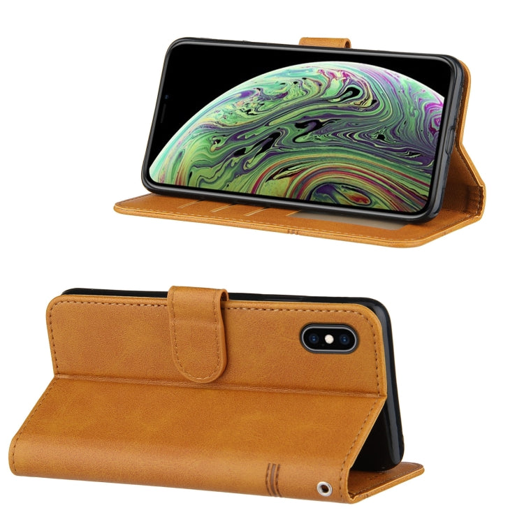 For iPhone XS Max Stitching Calf Texture Buckle Horizontal Flip Leather Case with Holder & Card Slots & Wallet & Lanyard