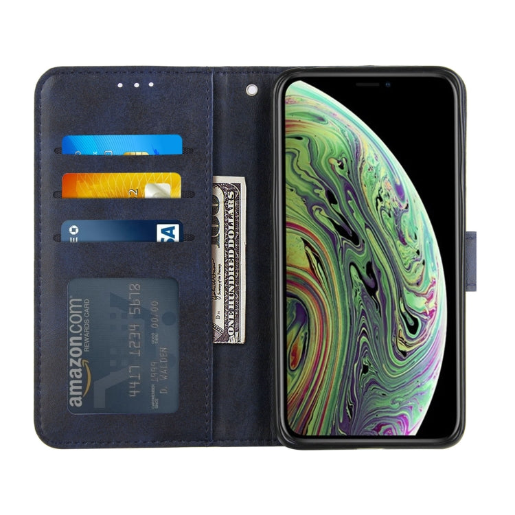 For iPhone XS Max Stitching Calf Texture Buckle Horizontal Flip Leather Case with Holder & Card Slots & Wallet & Lanyard
