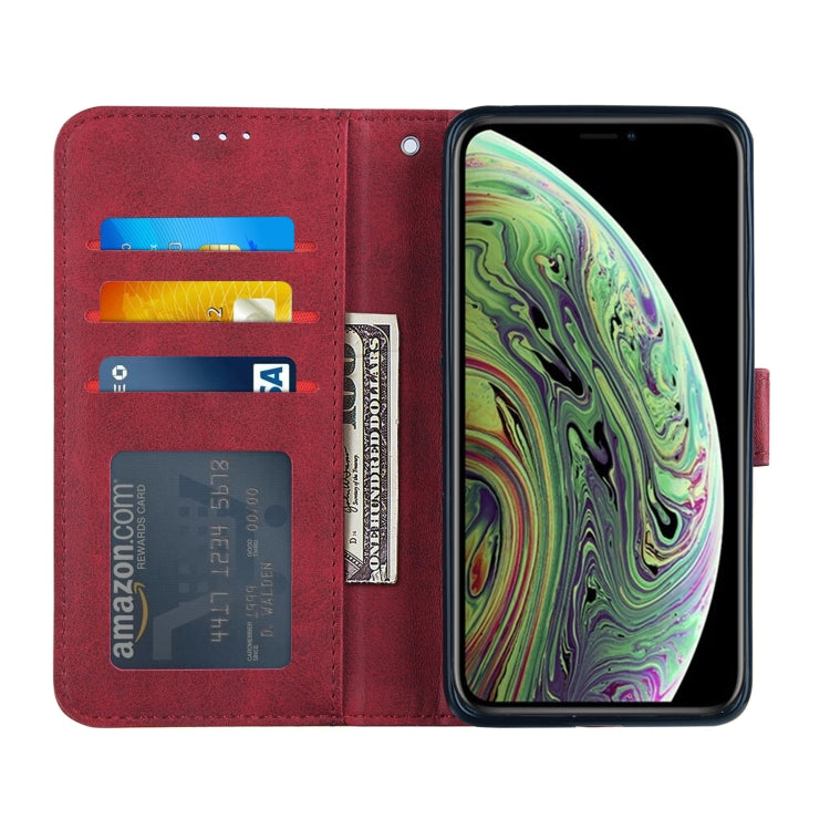 For iPhone XS Max Stitching Calf Texture Buckle Horizontal Flip Leather Case with Holder & Card Slots & Wallet & Lanyard