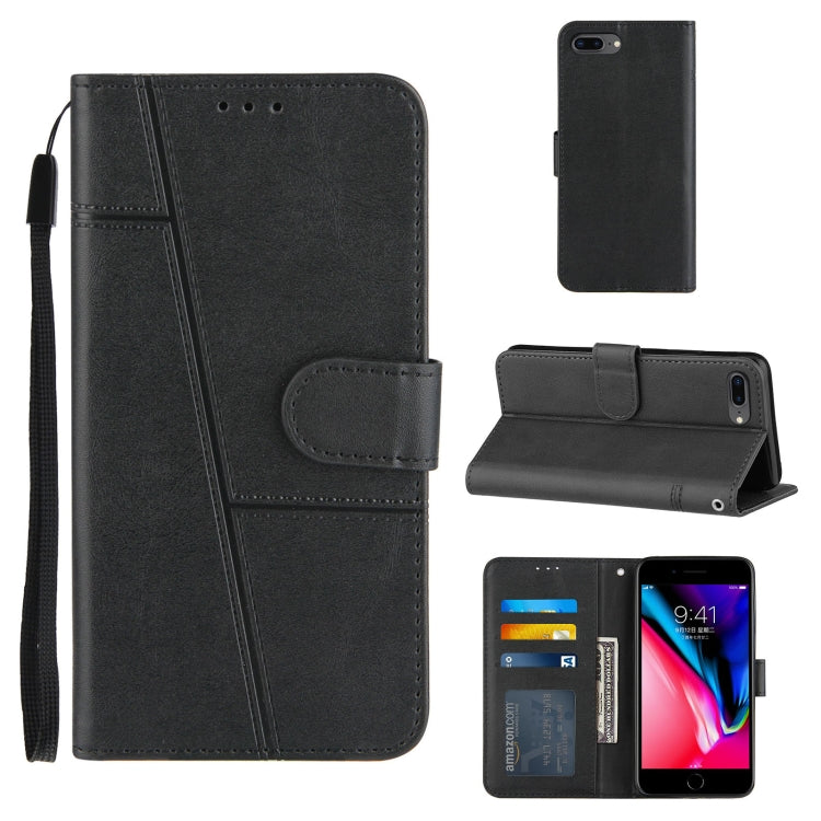 Stitching Calf Texture Buckle Horizontal Flip Leather Case with Holder & Card Slots & Wallet & Lanyard For iPhone 6 Plus / 7 Plus / 8 Plus