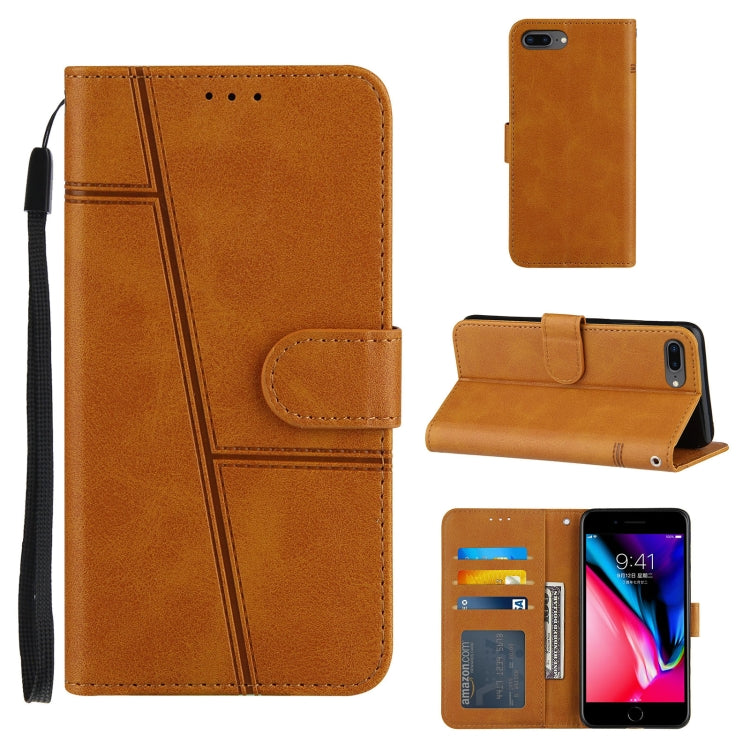 Stitching Calf Texture Buckle Horizontal Flip Leather Case with Holder & Card Slots & Wallet & Lanyard For iPhone 6 Plus / 7 Plus / 8 Plus