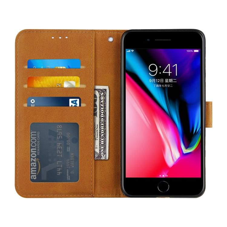 Stitching Calf Texture Buckle Horizontal Flip Leather Case with Holder & Card Slots & Wallet & Lanyard For iPhone 6 Plus / 7 Plus / 8 Plus