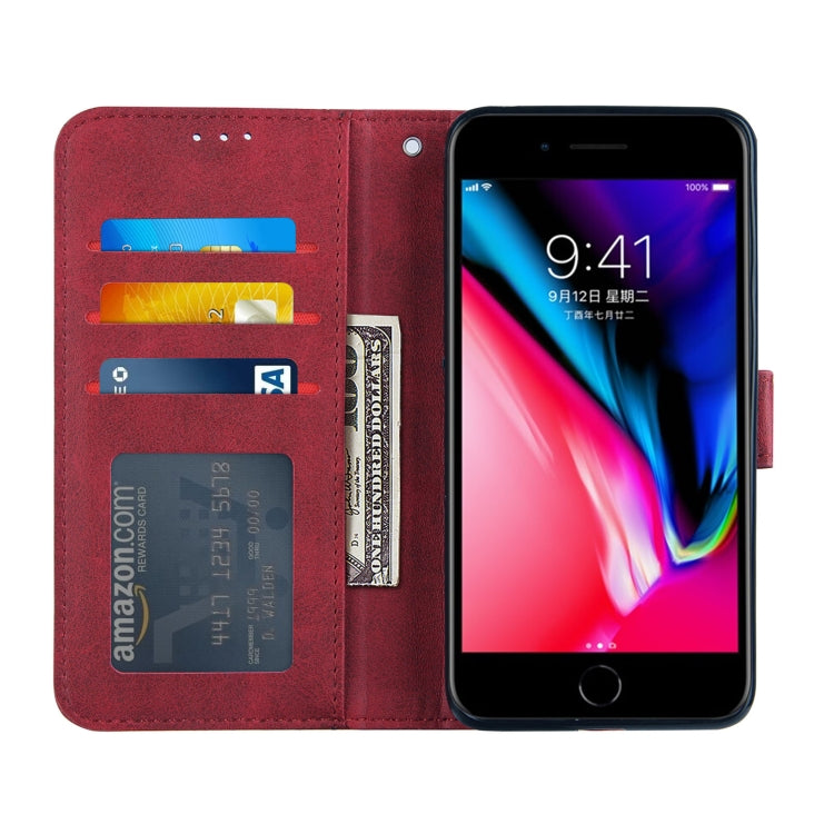 Stitching Calf Texture Buckle Horizontal Flip Leather Case with Holder & Card Slots & Wallet & Lanyard For iPhone 6 Plus / 7 Plus / 8 Plus
