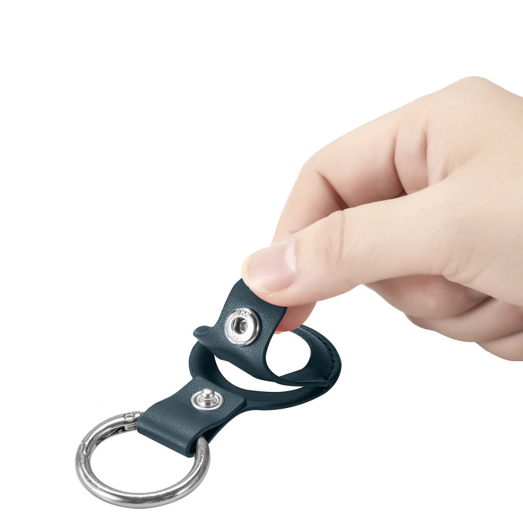 Anti-fall Top-layer Cowhide Leather Case Cover with Switchable Keychain Ring for AirTag