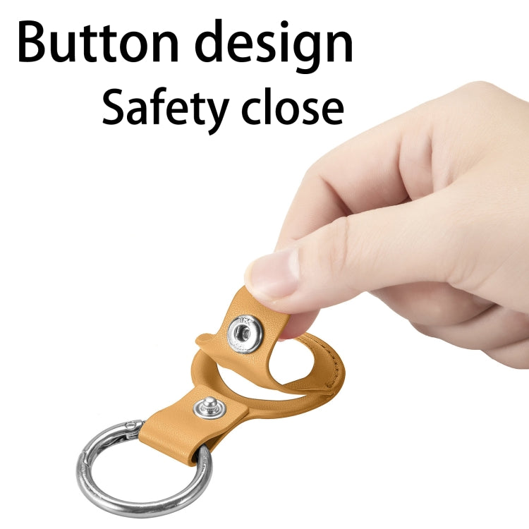 Anti-fall Top-layer Cowhide Leather Case Cover with Switchable Keychain Ring for AirTag