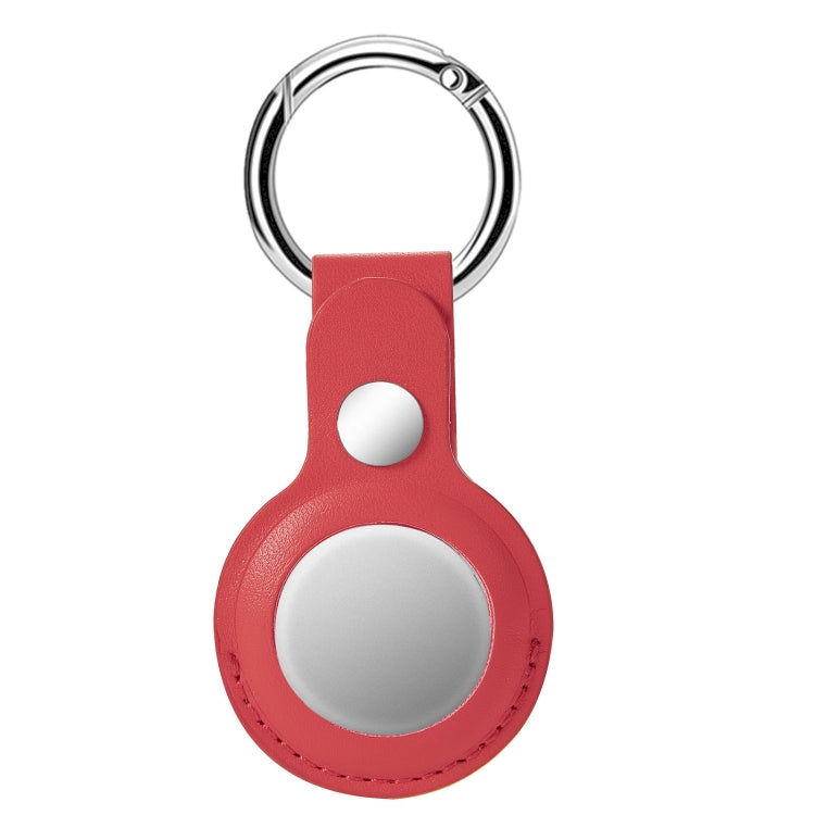 Anti-fall Top-layer Cowhide Leather Case Cover with Switchable Keychain Ring for AirTag