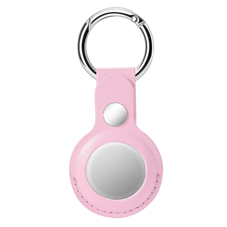 Anti-fall Top-layer Cowhide Leather Case Cover with Switchable Keychain Ring for AirTag