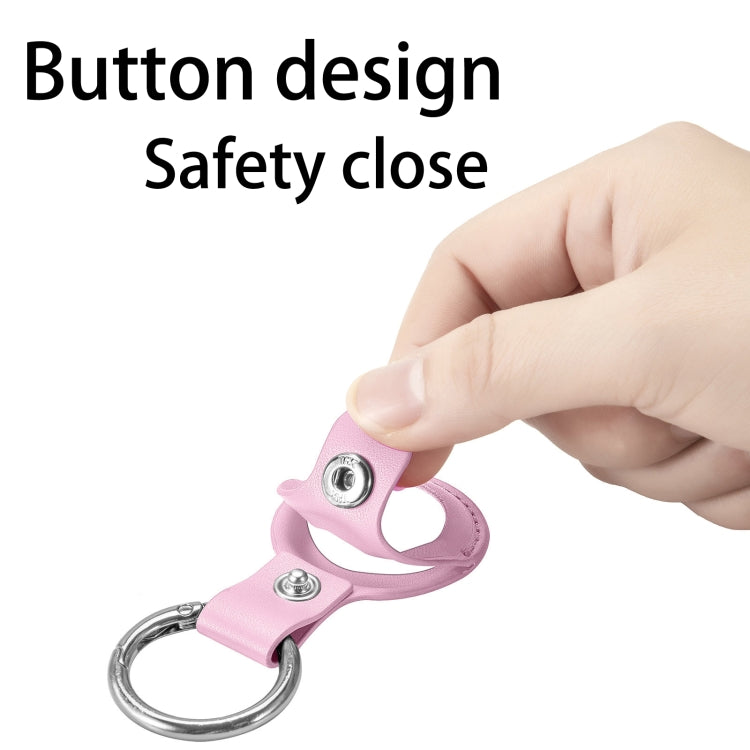 Anti-fall Top-layer Cowhide Leather Case Cover with Switchable Keychain Ring for AirTag