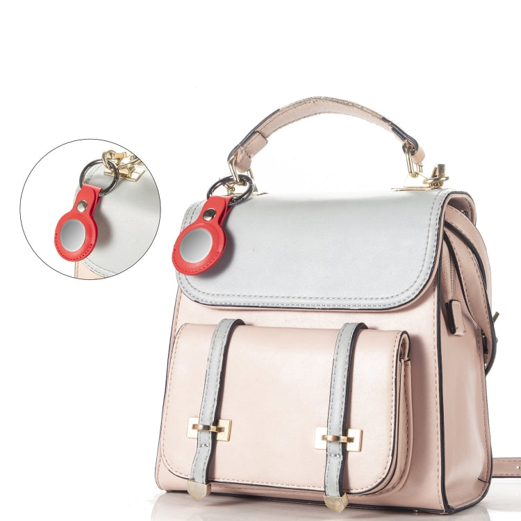 Anti-fall Top-layer Cowhide Leather Case Cover with Switchable Keychain Ring for AirTag