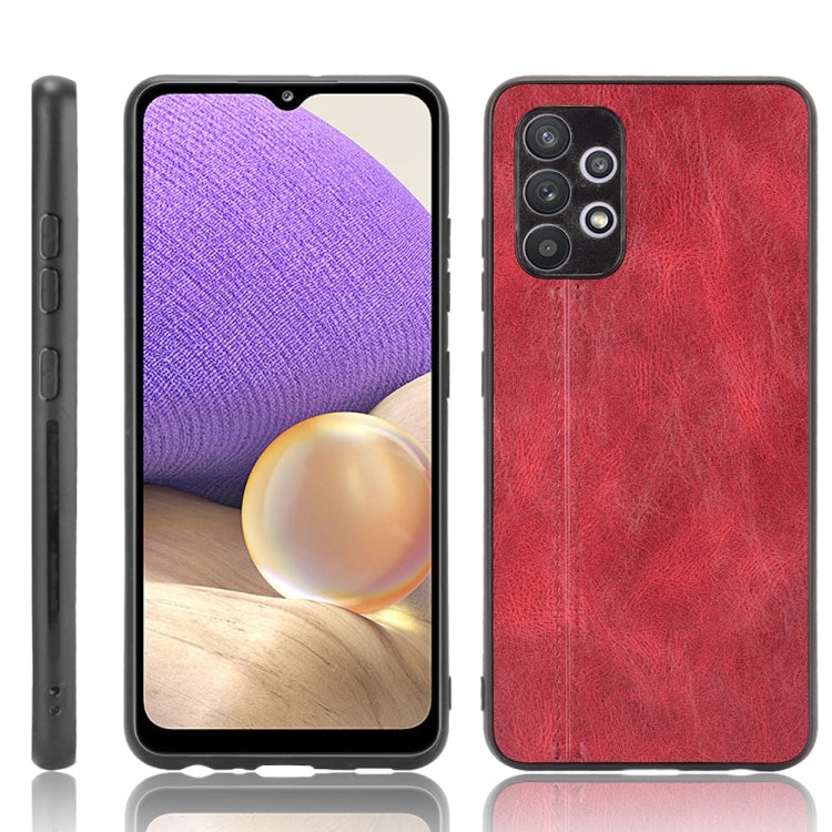 For Samsung Galaxy A32 4G European version Shockproof Sewing Cow Pattern Skin PC + PU + TPU Case