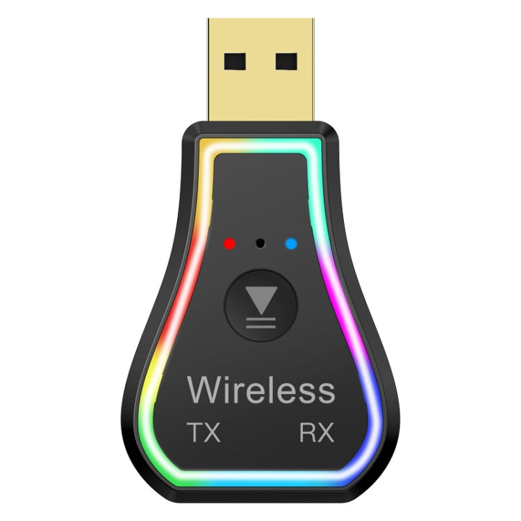 M11 Car Bluetooth USB Receiver and Transmitter Ambient Light MP3 Player Hands-free Wireless Adapter for PC TV Home Speak 5.0(Black)